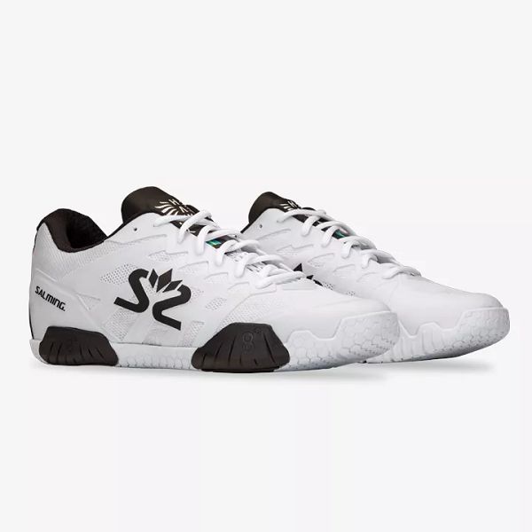 White / Black Salming Hawk 2 Men's Squash Shoes | Canada-21896